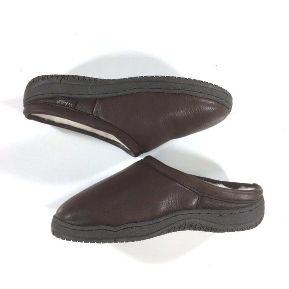 Cabelas Slippers Womens Size 7 M Brown Leather Shearling - Picture 3 of 8
